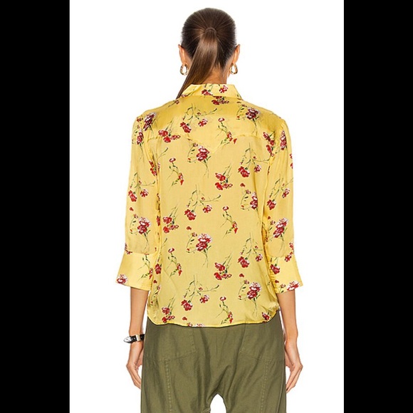 R13 Exaggerated Collar Cowboy Shirt -Yellow Floral - Picture 9 of 9